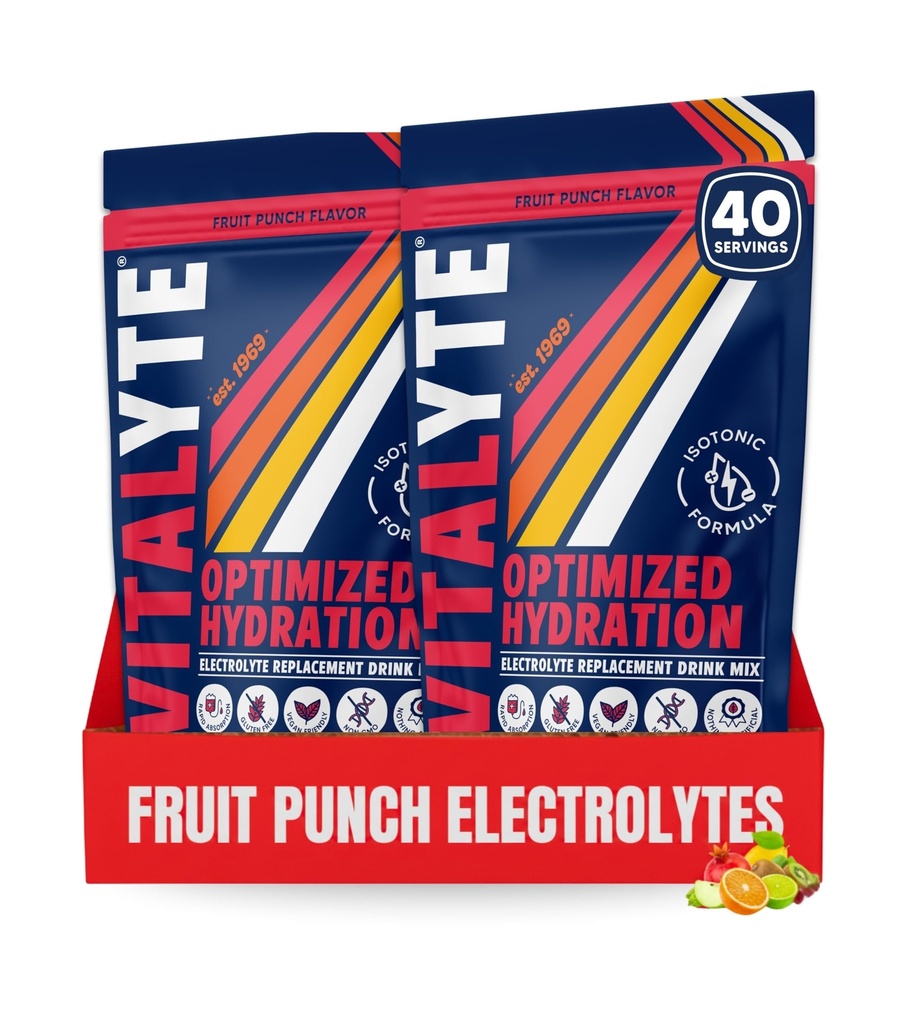 Vitalitte Electrolyte Powder Drinder Mix, Isotonic Electrolite Hydration Mix, Gluten Free Post Workout Mix, Paket 2, 35 oz. Masing-masing, Fruit Punch Flavor