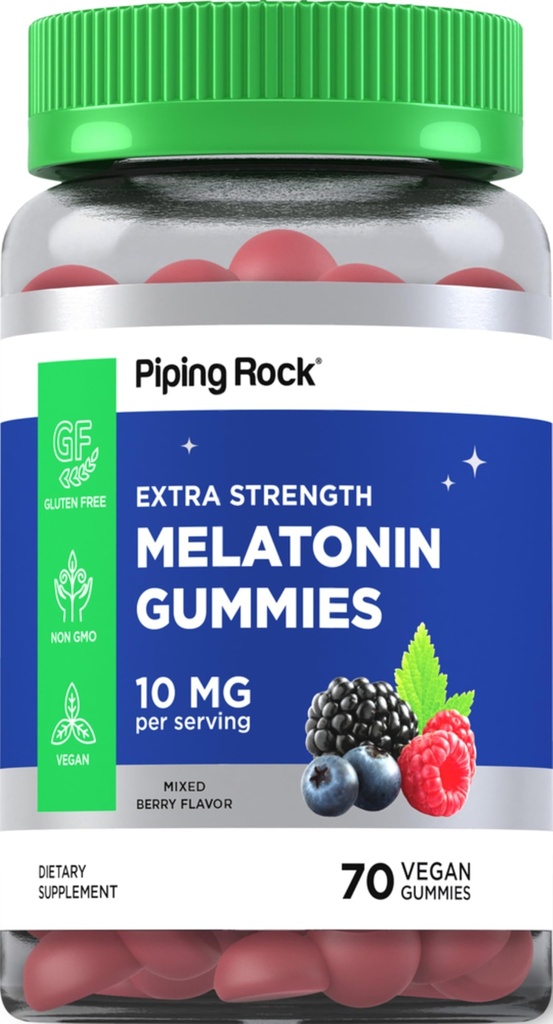 Piping Rock Melonatin Gummies 10mg 124; 70 Count 124; Berry Flavor Suplement