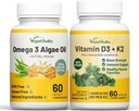 Vegan Vitalitas Kesehatan Booster Bundle - Vegan D3 + K2 dan Vegan Omega 3 Algae Oil.