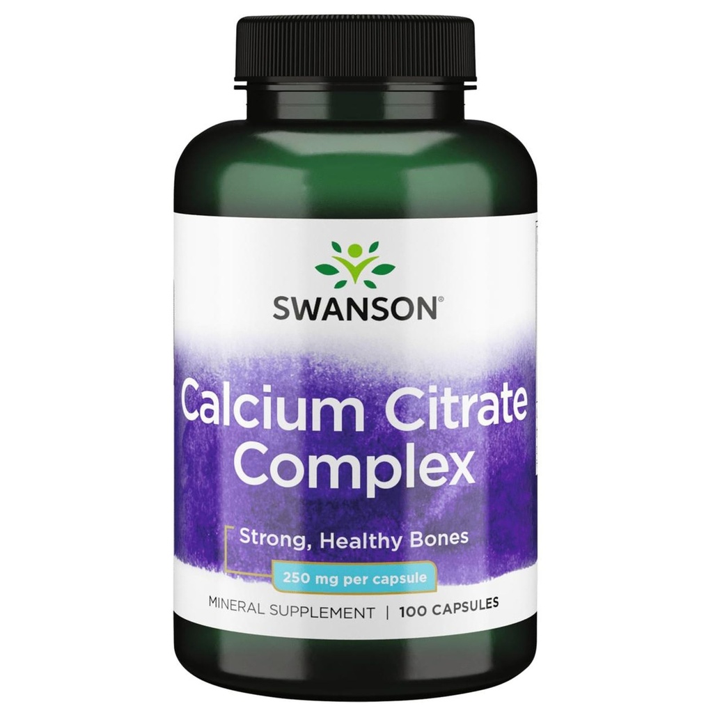 Swanson Calcium Citrate Complex Bone Muscle Nerve Health Pressure Mineral Supplement 250 mg Calcium (dari Citrate & Carbonate) 100 Capsules