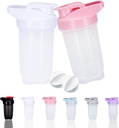 Shaker Bottle Protein Shakes Cup dan 10-Ounce / 300ML Shaker Bottle dengan Whisky Balls, Protein Botol Set, plastik Non- BPA (White + Pink (2PCS)