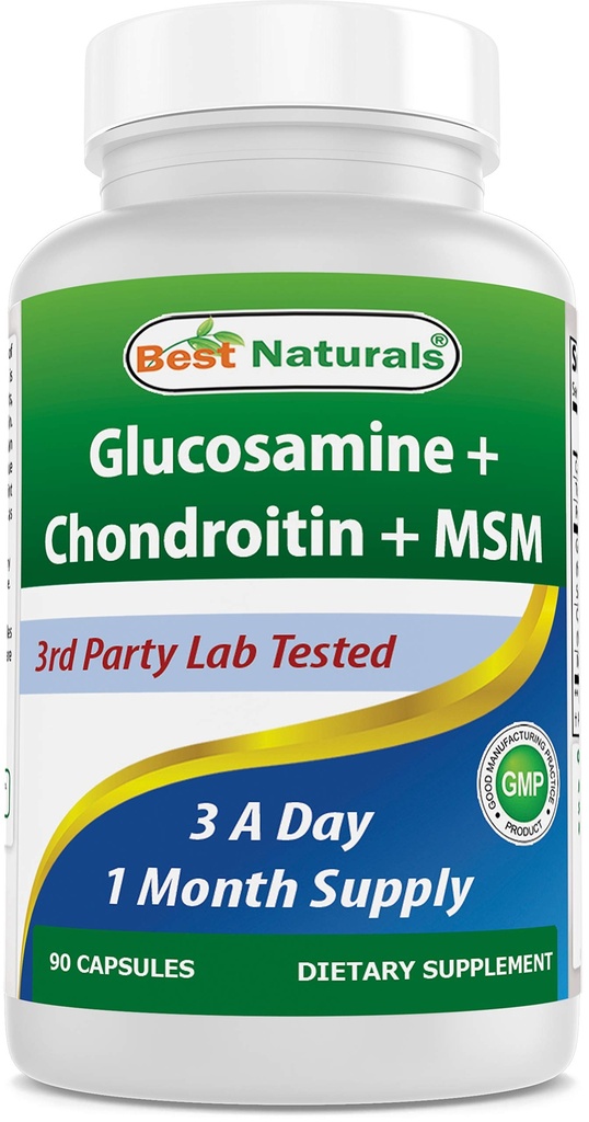 Suplemen MSM Glucosamin Chondroitin terbaik, 2600 mg per Serving, 90 Capsules (90 Cacah (Paket 1)
