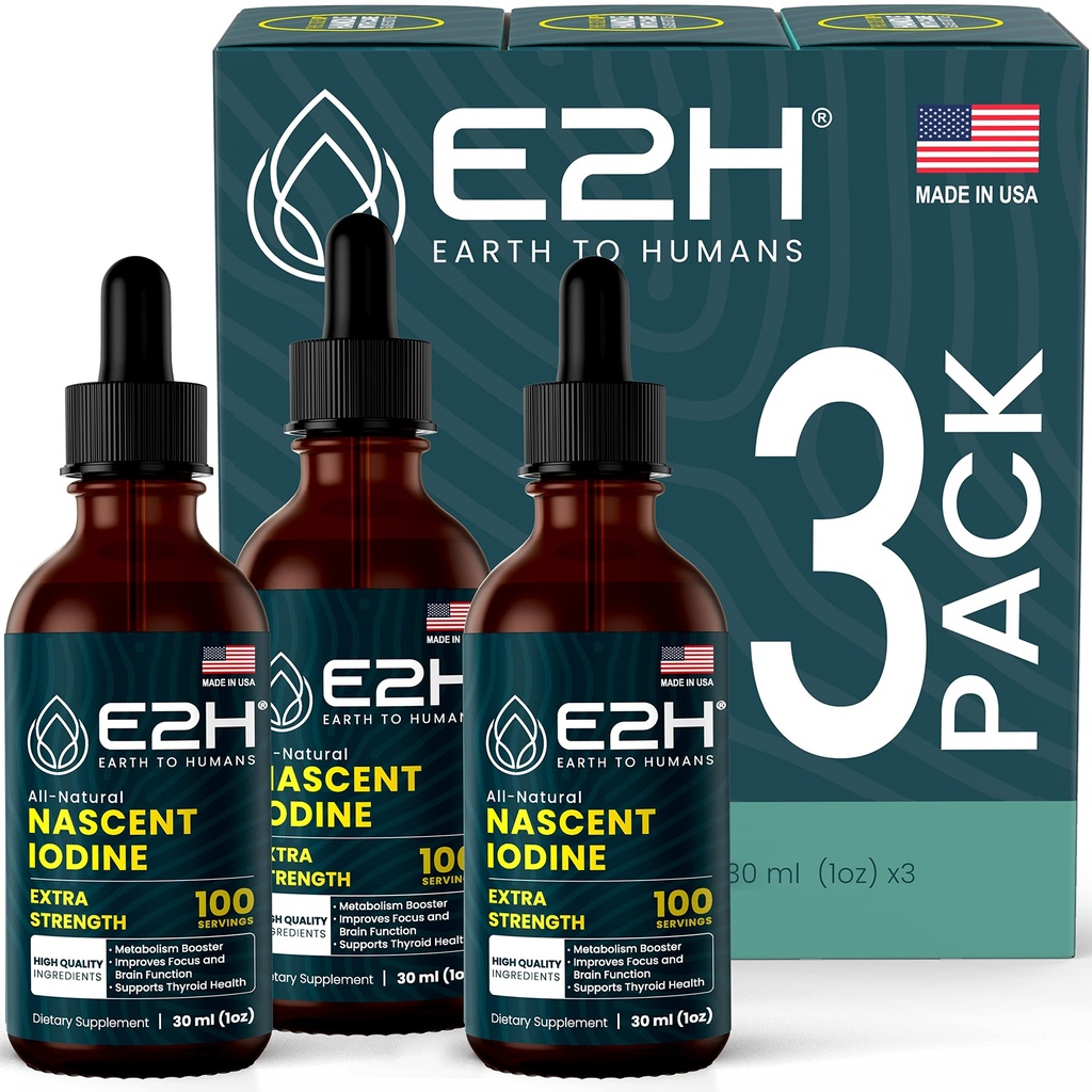 Lodium cair E2H Vegan - Dukungan Thyroid dan Fungsi Kognitif - Boost Anda Metabolisme dan Energi Levels - Vegan - Non-GMO (3 Botol)