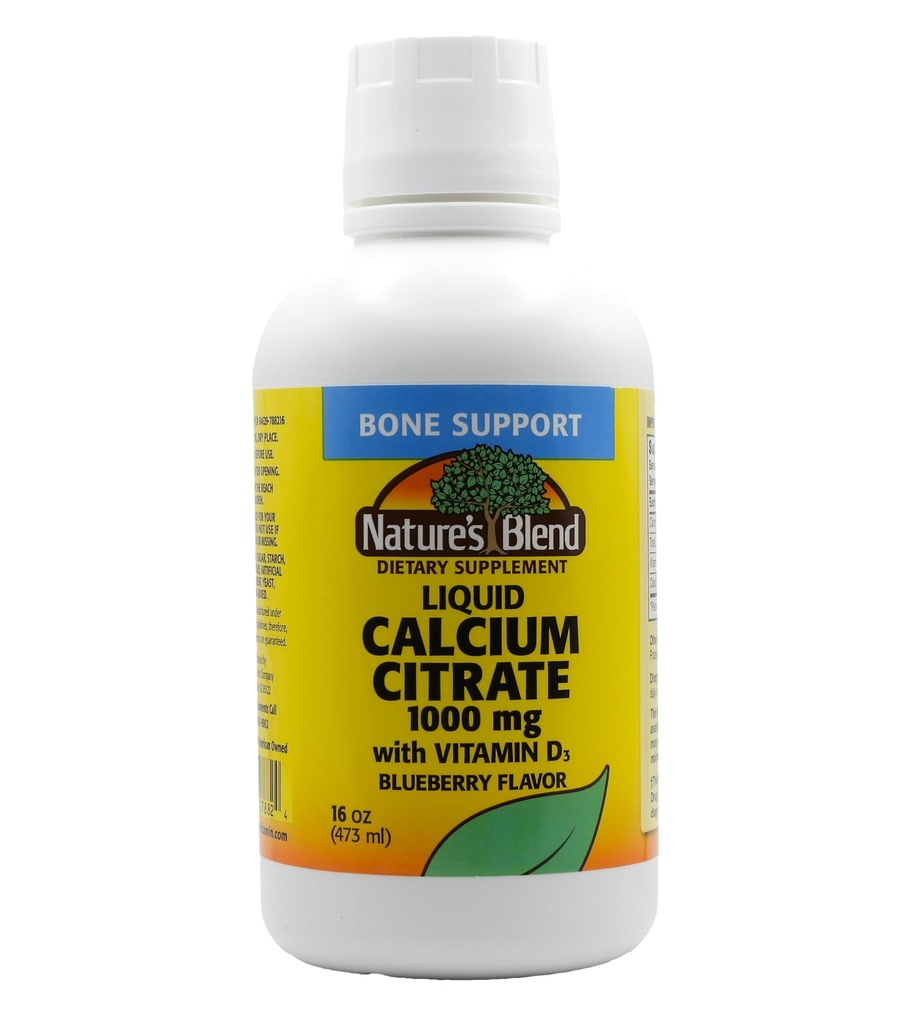 Liquid Calcium Citrate 1000mg dengan D3 16 fl oz Cair Blueberry