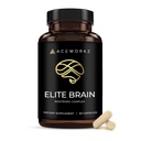 Elite Brain - Nootropic Supplement for Focus, Memory & Mental Clarity - ALCAR, Lions Mane, ALA, L- Theanine, Vitamin B Complex - Natural Energy, Caffeines - Free (60 Capsules)