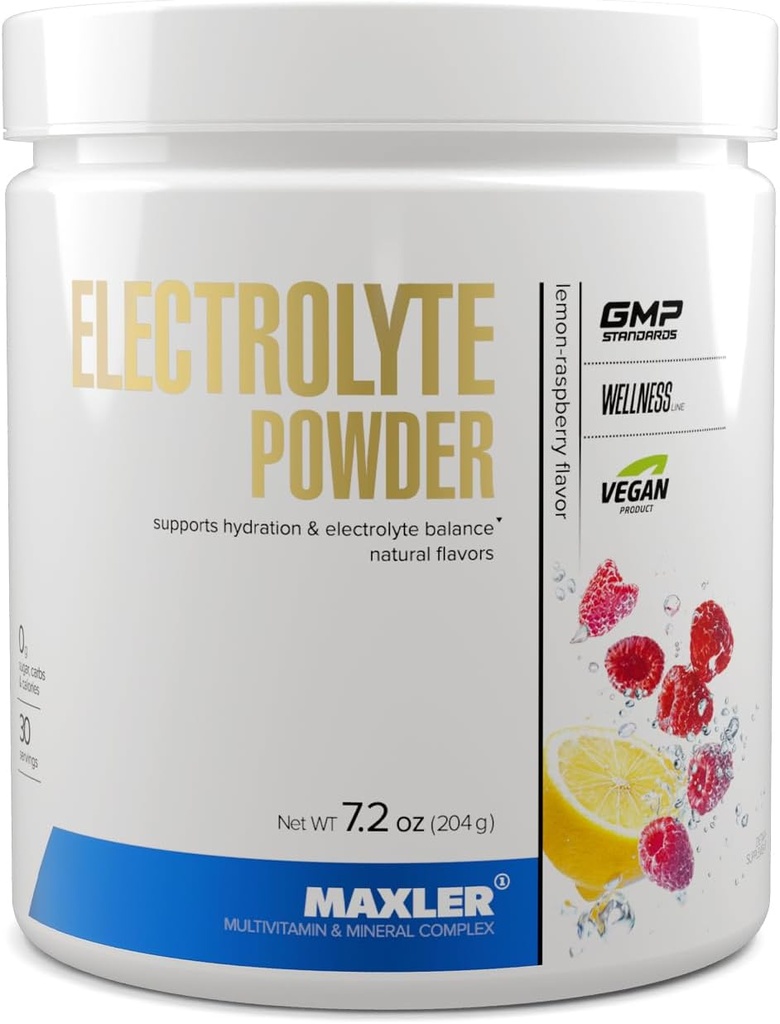 Maxler Electrolite Powder - Hidration Powder Electrolite Drink Mix dengan Trace Mineral Complex - Keto Electrolytes Powder dengan Natural Flavors dan Sweeteners - 30 Servings - Lemon- Raspberry
