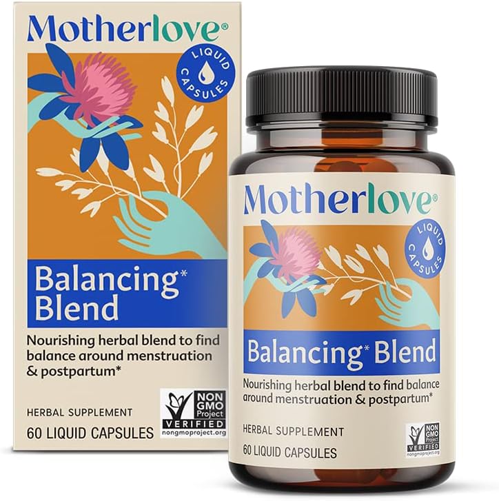 Motherlove Balancing Blend (60 Liquid caps) Herbal Suplemen untuk Periode & Postpartum Hormonal Kesehatan - Non-GMO, Organik Herbs, Vegan, Kosher