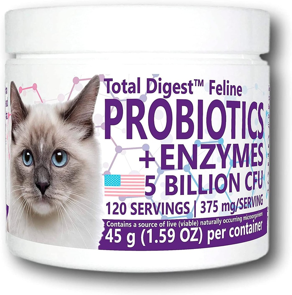 Total Digest ™ Fare Programs dan Enzymes, All- Natural Digetical System Dieter Supplemen Formula untuk Kucing (120 Servis)