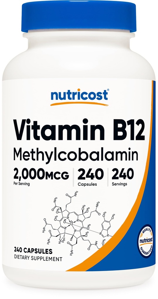 Nutricost Vitamin B12 (Methylcobalamin) 2000mcg, 240 Capsules - Vegetarian Caps, Non-GMO, Gluten Free B12 Supplemen