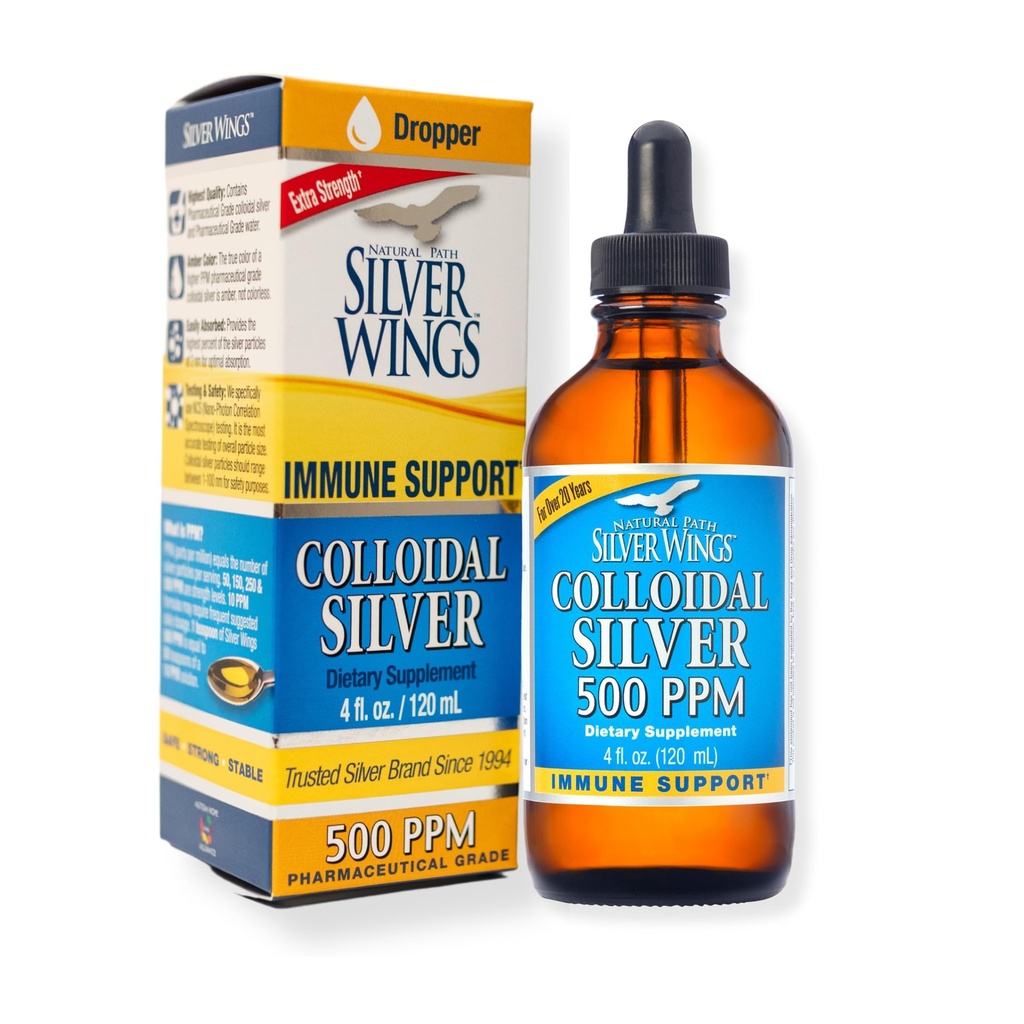 Jalur Alam Silver Wings Colloidal Silver 500pplum Support Immune Suplemen 4 fs. oz. Dropper