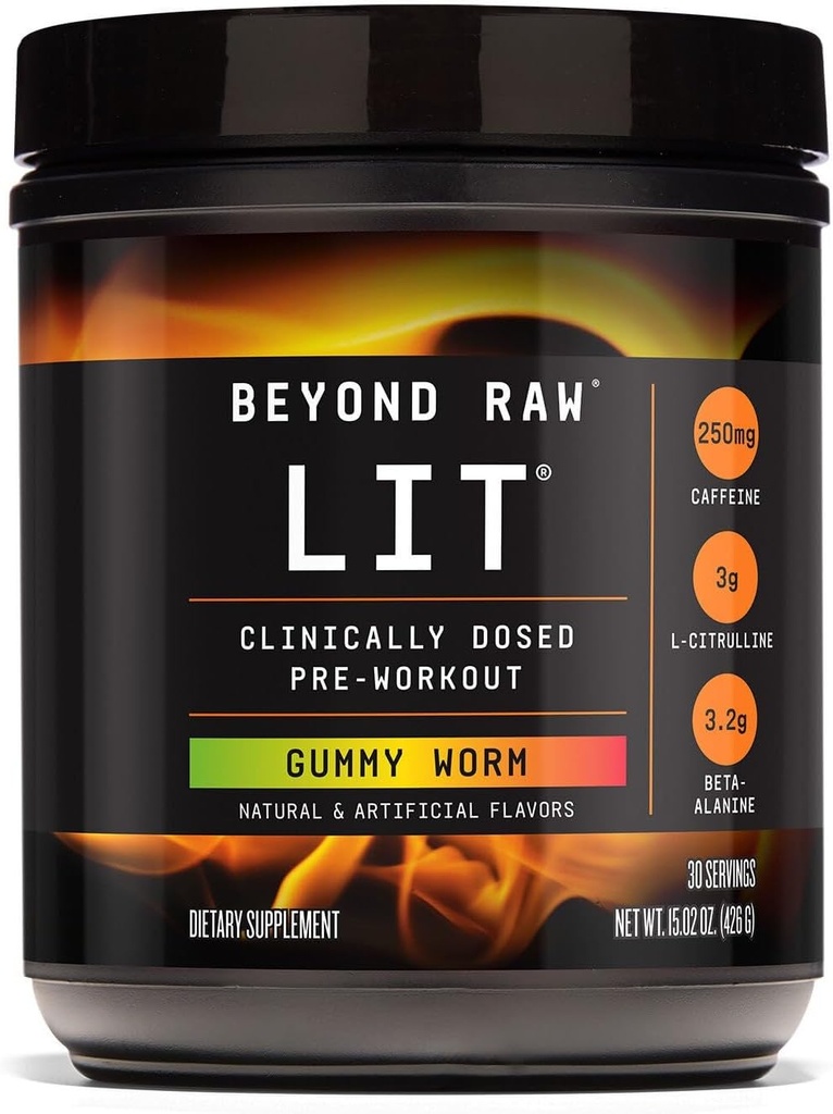 Beyond Raw LIT Pre-Wortout - Gummy Worm (30 Pelayan)