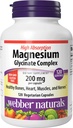 Webber Magnesium Glycinate Kompleks 200 mg, 120 Vegetarian Capsules, High Absorpsi Formula, Support Bones, Heart, Muscles & Nerves, One-Perday, Vegan, New Label!