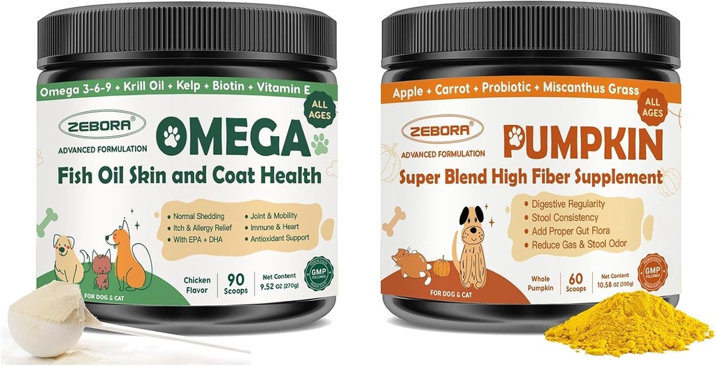 ZEBORA Labu untuk Anjing, Omega 3 Minyak Ikan untuk Anjing
