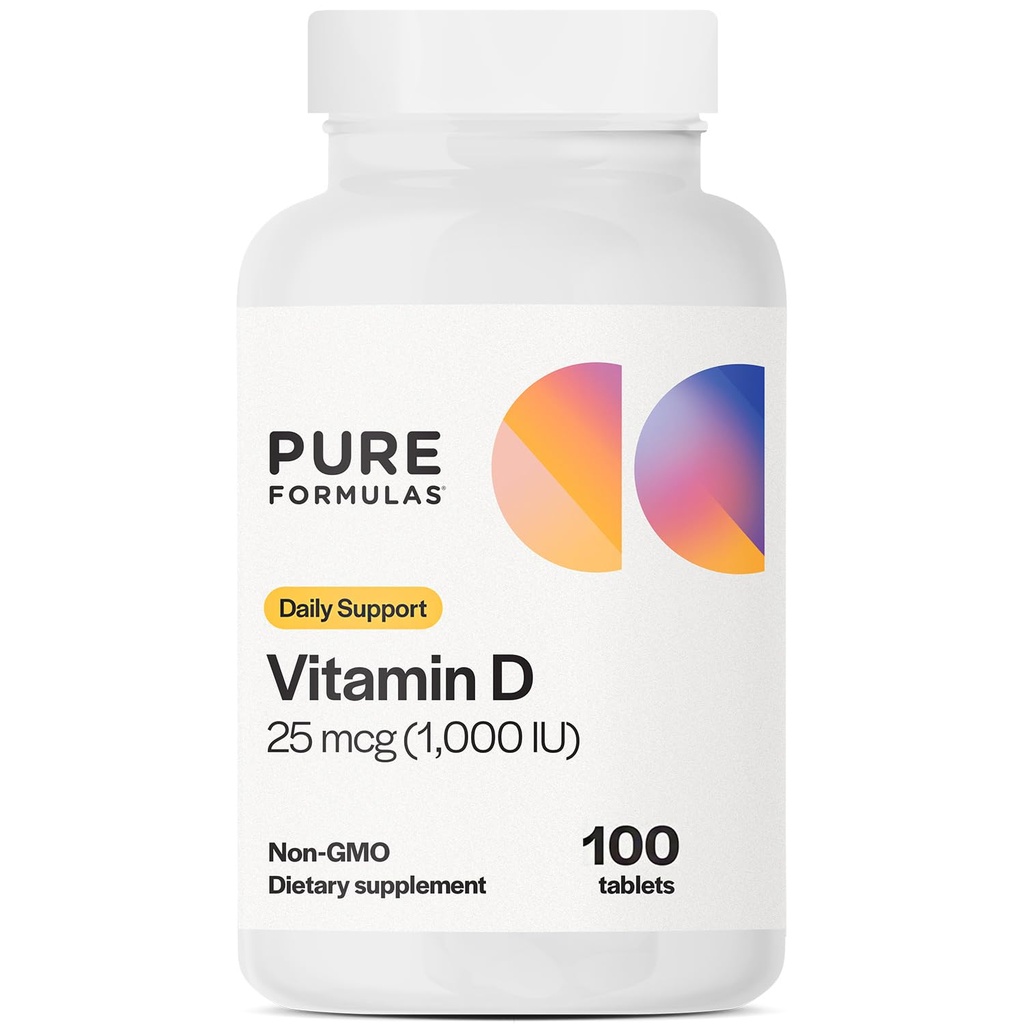 PureFormulas Vitamin D3 1.000 IU 25 mcg - Premium Vitamin D Suplemen Formasi Tulang Sehat, Teeth, Kesehatan Kardiovaskular, dan Imune Dukungan Non-GMO