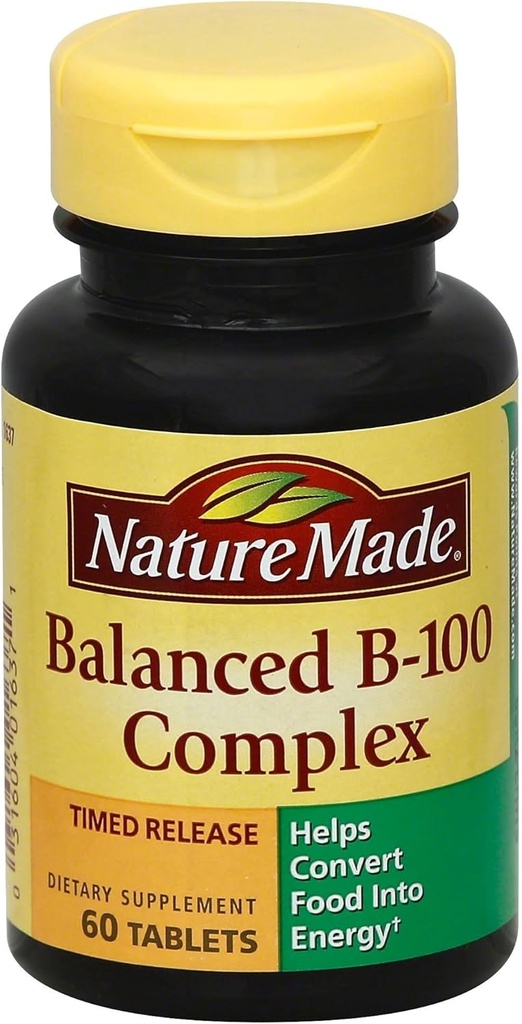 Nature Made Balanced Vitamin B-100 Complex Tablet 60 ea (Paket 5)