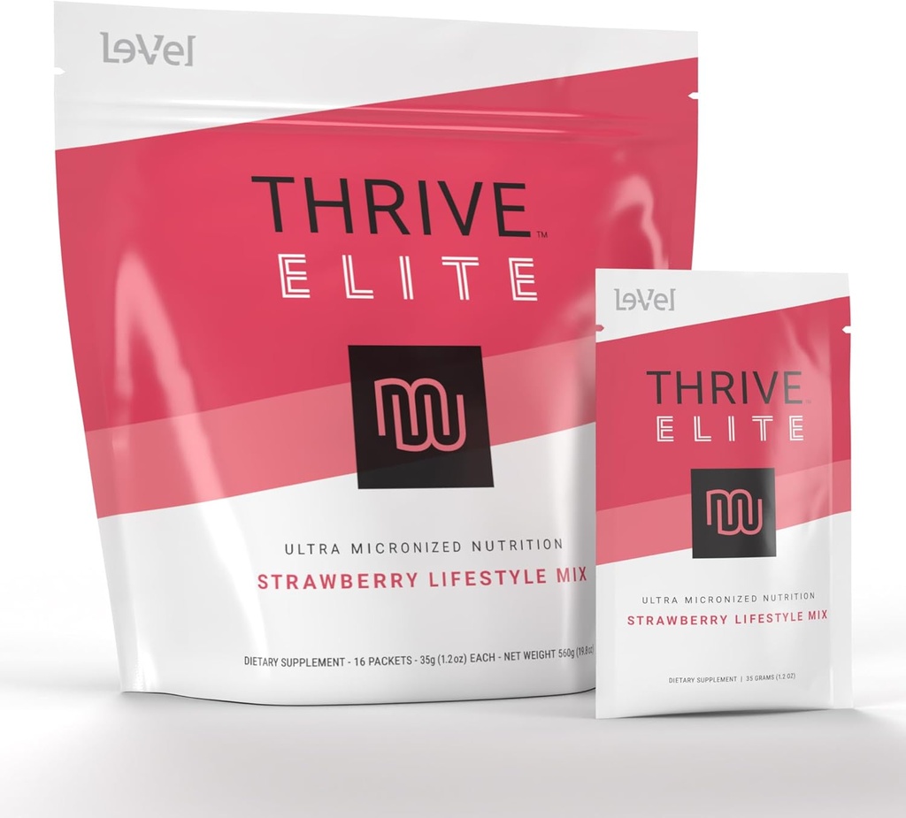 Le- Vel Thrive Protein Shake 124; Gluten- Free, Protein BCAAs, Progories & Enzymes A124; 16 Servings - Paket tunggal, Strawberry