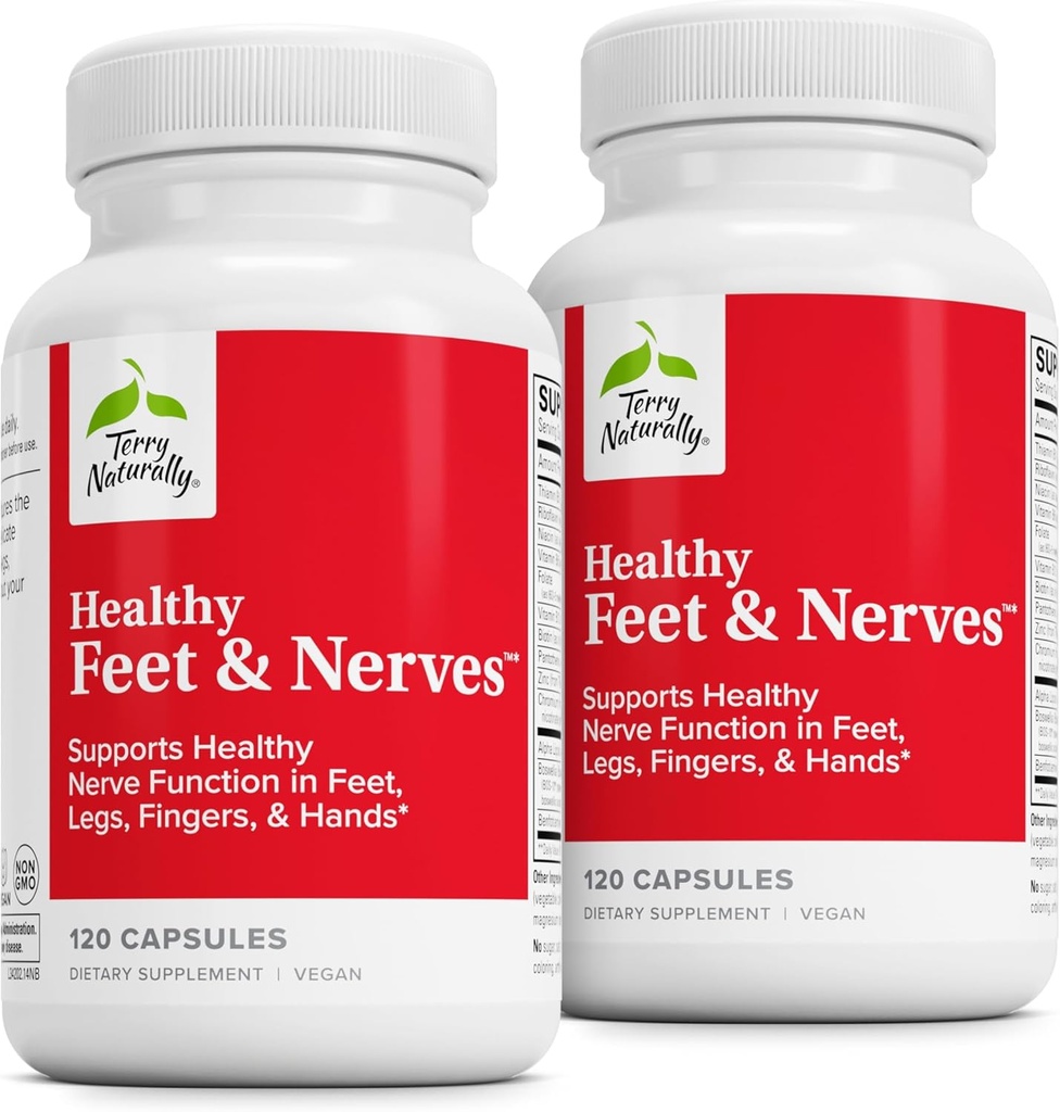 Terry Alami Feet & Nerves - Herbal Suplemen dengan Bioactive Vitamin B12 - Circulation & Nerve Health Suplemen - Vegan Capsules dengan Boswellia Serrata - 120 Capsules (Paket 2)