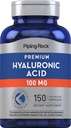 Piping Rock Hyaluronic Acid Supplement: 124; 100 mg 124; 150 Capsules 12.4; sebagai Sodium Hyaluronate: 124; Non-GMO, Gluten Free