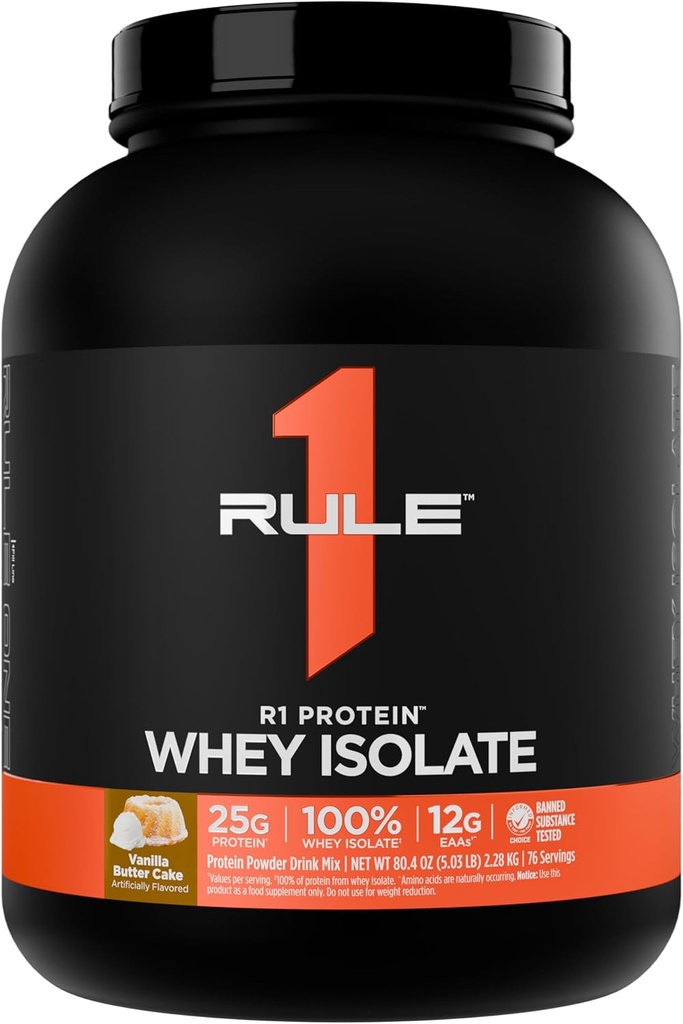 Aturan 1 R1 Protein Whiy Isolate - dengan 25g Protein & 6g BCAA Exclusive dari Isolated & Hydrolyzed Sumber untuk Pemulihan Kerja (5 Pounds *, Vanilla Butter Cake)