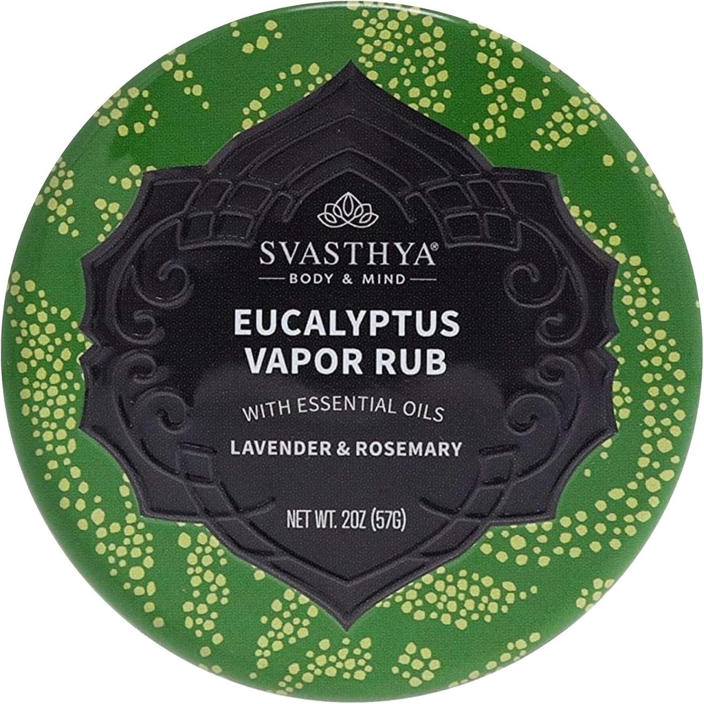 Svassuya Body & Mind Eucalyptus Vapor Gosok - Opens Nasal Passages & Moisturizes The Skin, Cough, Stuffy Nose & restrief, Olive Oil, Beeswax, Lavender, Rosemary - dibuat di USA, 2oz