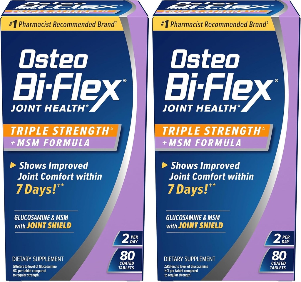 Osteo Bi- Flex Triple Energy (5) dengan MSM, Glucosamine Joint Health Suppplement, Tablets berlapis, 80 Cacah (Paket 2)