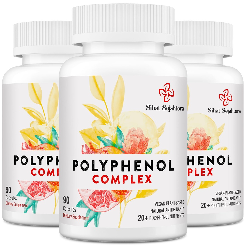 67.500 MG Polyphenol Suplemen - Antioksidan yang kuat & Polyphenol untuk Pertahanan Umur, Polyphenol Superfood, Quercetin, Reveratrol, Green Tea, Pembangkit-Berbasis & Energi, Imune Dukungan, 270 Capsules