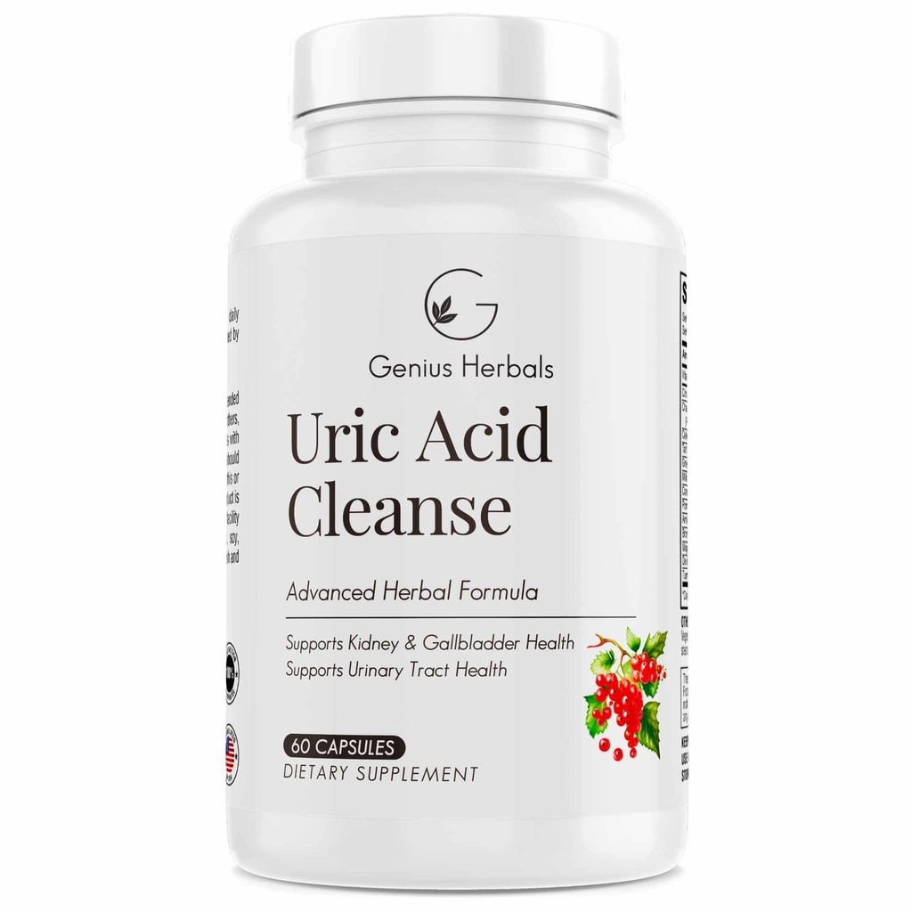 Uric Acid Cleanse - Mendukung Kidney, Liver, kandung empedu & Uriner Tract Health, Herbal Formula - 60 Capsules