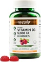 NaturreWise Vitamin D3 5000 IU Gummies - Campuran Berry Flavor - Vegan D dari Lichen, Pectin Based, Dukungan Ammune untuk Dewasa, Muscle & Bone Power - Gluten Free, Non-GMO - 90 Count [45- Day Suppply]