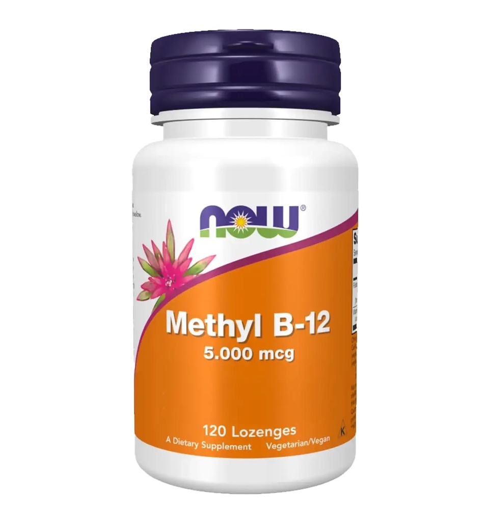 NOW Foods Metil B12 - Methylcobalamin Plus Folic Acid - 5.000 MCG (120 Lozenges)