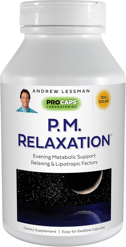 ANDREW LESSMAN P.M. Relaxation - 90 Kapsul - Dukungan Alam untuk Lembut Resik Tidur dengan Melonalin, Valerian, Passionflower, Hops, Chamomile. Tidak ada perubahan pagi Mudah untuk menelan capsules