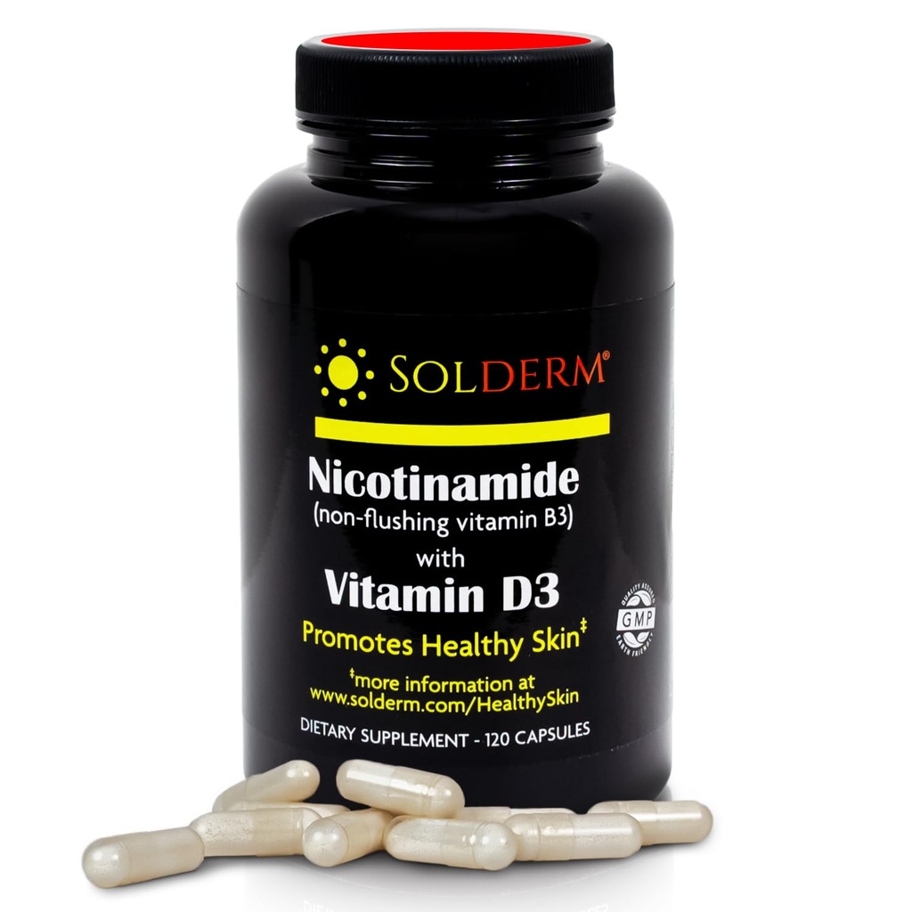 Nicolingamide Non-Flushing Vitamin B3 dan D3 Suplemen 124; Vegetarian dan Gluten- Free Oral Nicotinamide Suplemen dengan Contable Cellubose Casings 124; Promotes Healthy Skin 124; 60 Capsules 12.400mg
