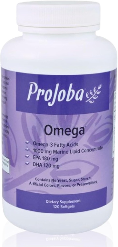 Umur muda Projoba Omega ™ - 1000 mg Omega-3 - Tertinggi - Potensi - 180 EPA & 120 DHA ke Procear Brain and Heart Health - 120 Softgels (Paket 2)