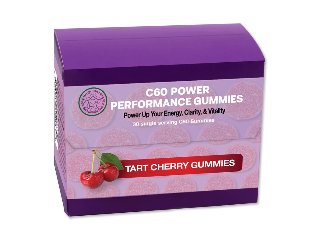 C60 Power C60 Gummies - Dukungan Alam untuk Pria & Perempuan, 99,99% Murni Karbon Fullerenes, Promodes Energi, Mental Clarity, & Stamina - 30 Count