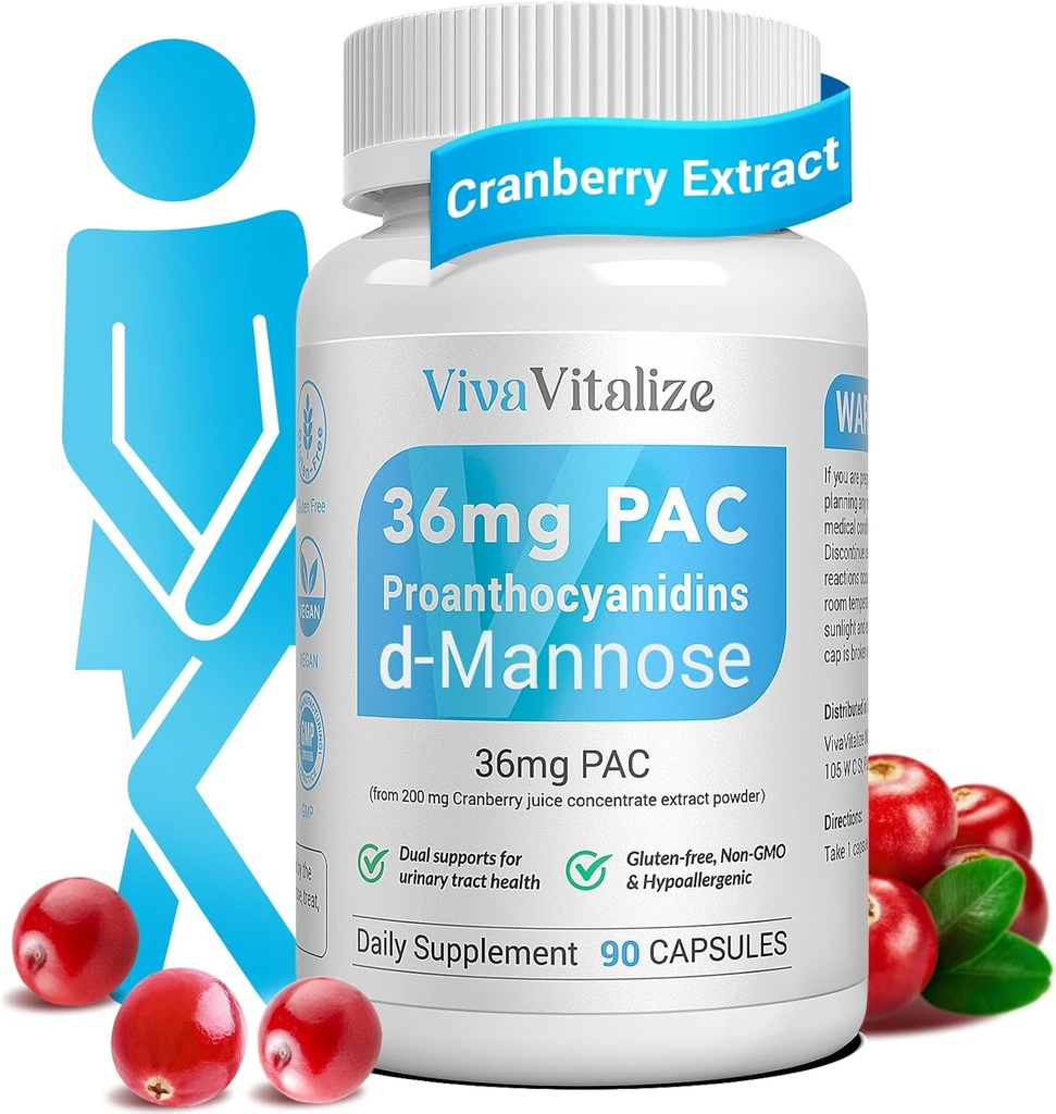 5 dalam 1 Cranberry Suplement for Women, 36mg PAC 100% Soluble D-mandelion Dandelion Herb Mulberry Uva Urf Leaf Natural Tract Health Support, Cranberry Pil UTS 90 Caps