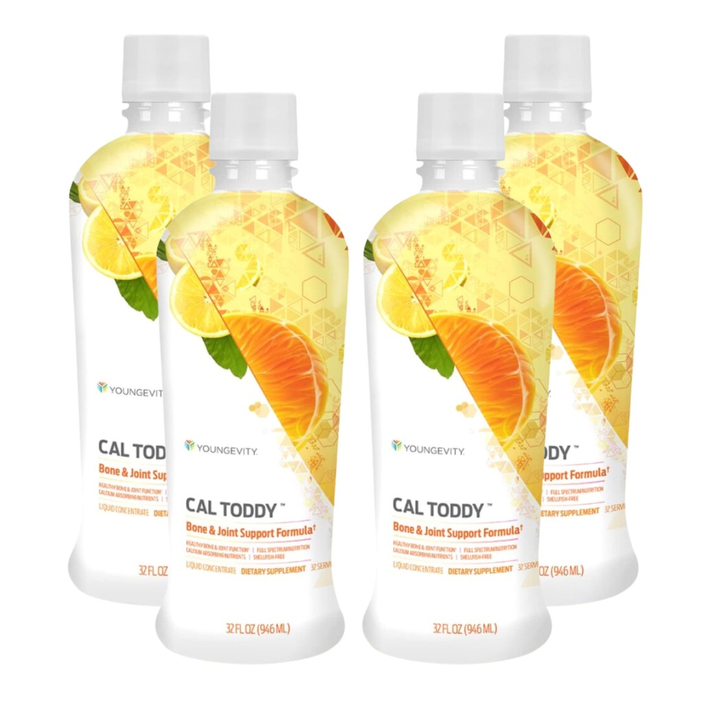 CAL Toddy - Calcium (Citrate, Phoshate) Magnesium 1.200mg / 600mg - Vitamins D-3, Zinc, Copper, Potasium, Boron dan 70 + Trace Mineral Cofactors - Mempersiapkan Bone Health - 32 Fl Oz (Paket 4)