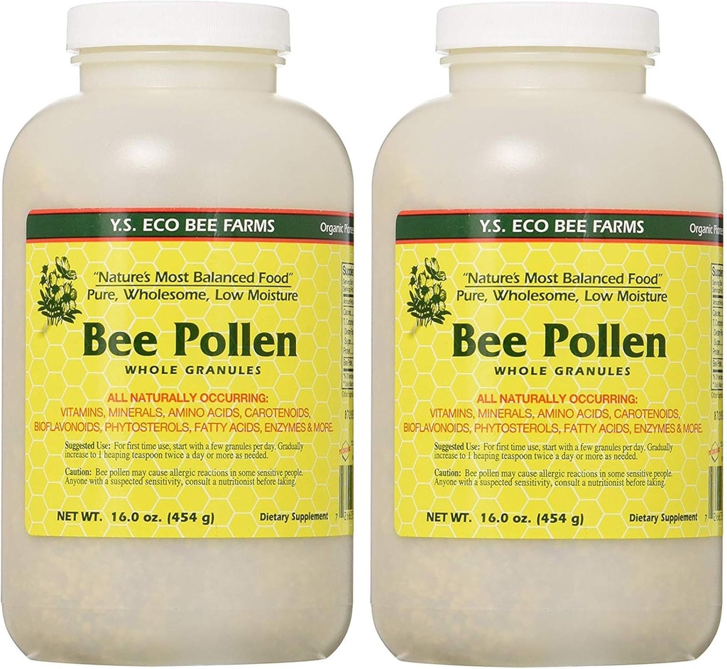 Bee Pollen - Low Moilever Whole Granulars YS Eco Bee Farms 16 oz Granular (2 Pack)
