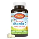 Carlson - Kid 's Chewable Vitamin C, 250 mg, 1 g dari Sugars, Imune Dukungan & Optimal Wellness, Antioksidant, Tangerine, 60 tablet Vegetarian