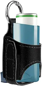 2pcs Portabel Asthma Inhaler Holder Lighweight PU Leather Travel Handy Asthma Inhaler Case for Dewasa dan Anak-anak: Holder Hanya (Hitam)