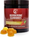 Premium Berberine Gummies 1500mg - Sugar-Free Metabolism Dukungan dengan Ceylon Cinnamon, Chromium, Magnesium, Zinc & B12- 60 Count