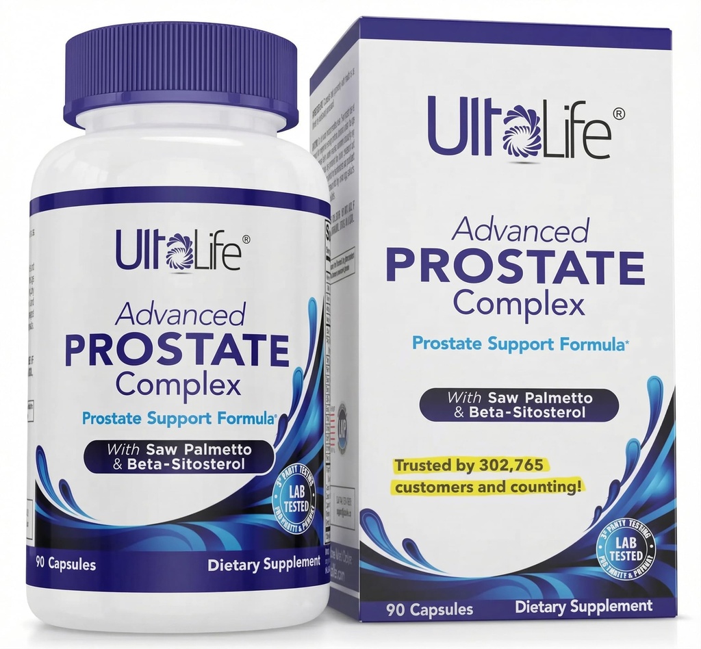 ULTALIFE Advanced Saw Palmetto Prostate Suplement for Men with Beta Sitosterol Promotes Urinary Comfort, Sleep Quality & Prostate Health 90 Capsules