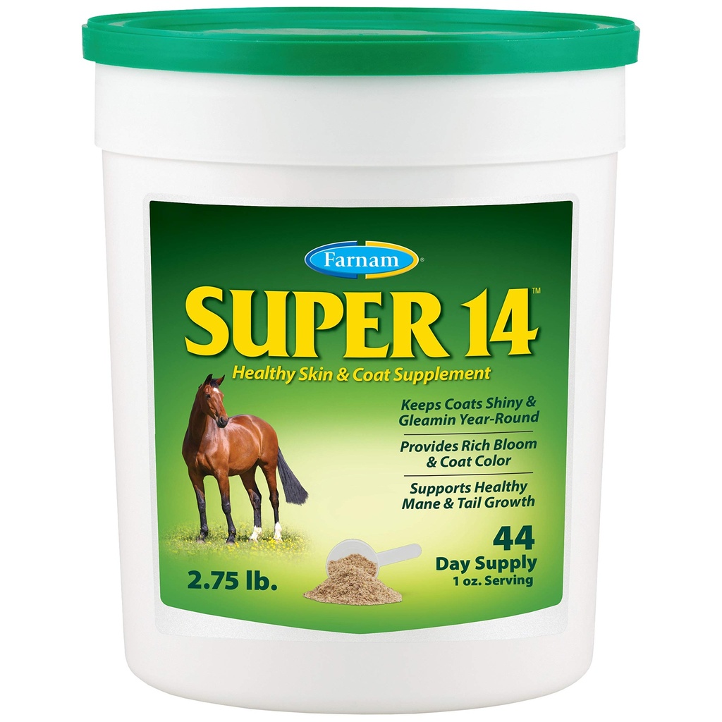 Farnam Super 14 Sehat Skin & Coat Tambahan untuk Kuda, Keeps Coats Shiny & Gleming Year- Round 2.75 Pound, 44 Day Suppply