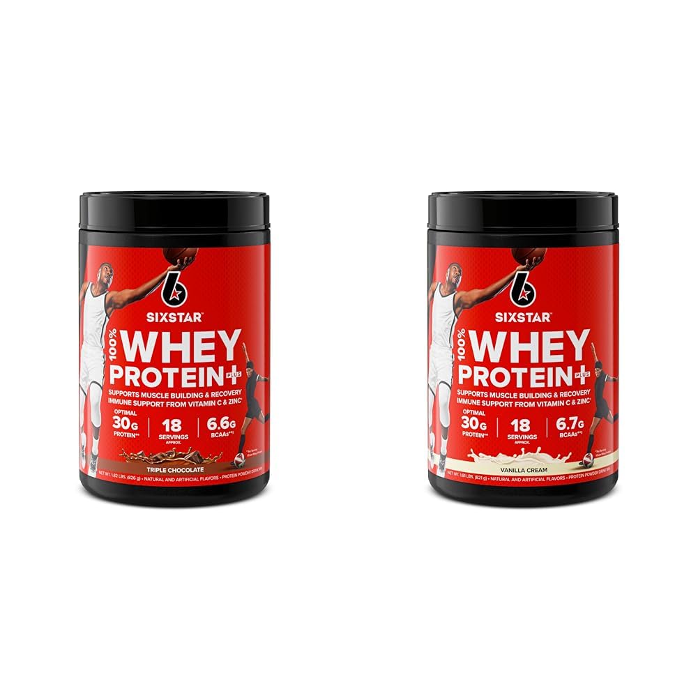 Six Star Elite Series 100% Whey Protein ditambah Triple Chocolate 1.8lbs US & Elite Series 100% Whey Protein Plus Vanilla Cream 1.8lbs AS