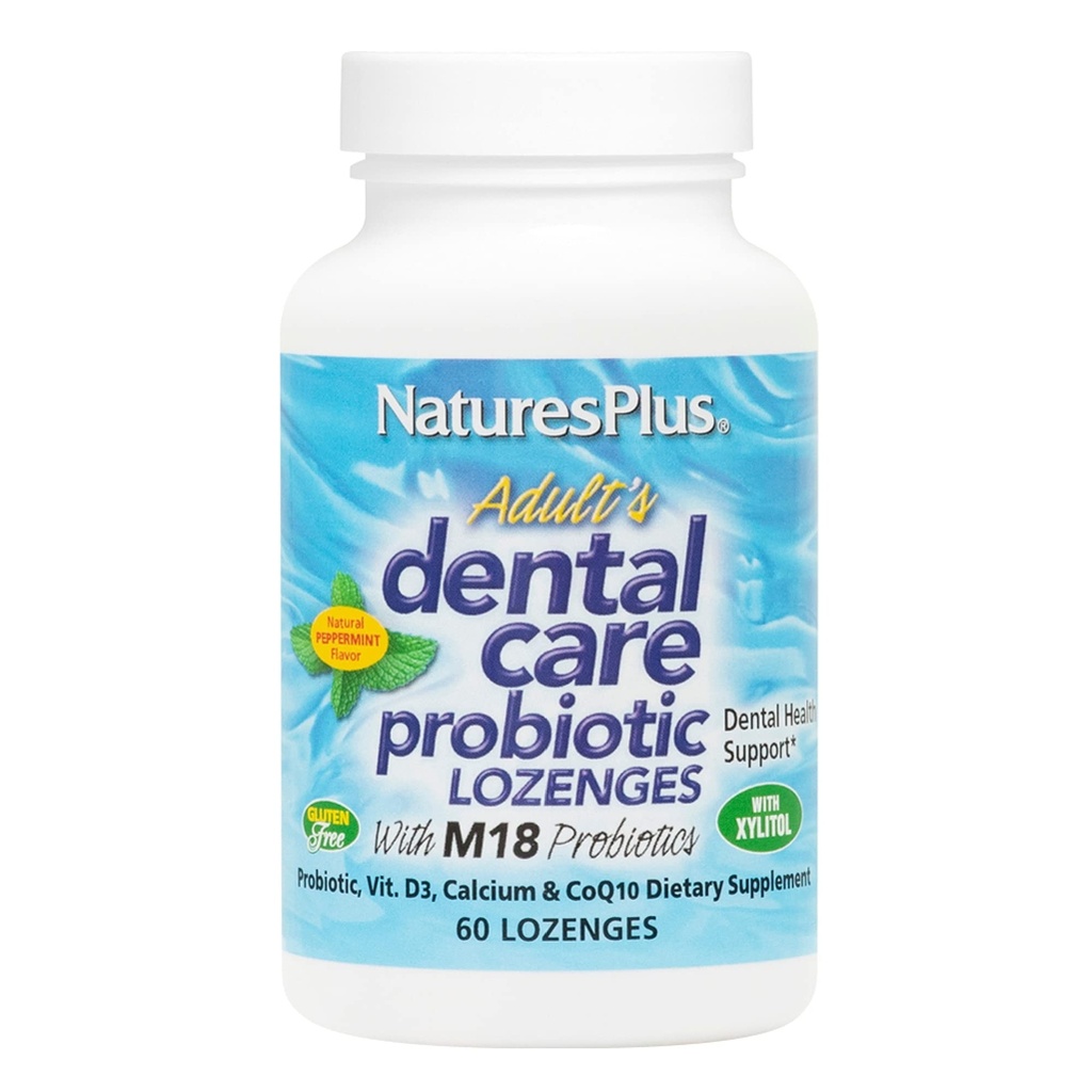Natures Plus Dewas Dental Care Probiotic - Tambahan untuk Kesehatan Gigi & Gum - Peppermint Flavor - 60 Vegetarian Lozenges (30 Pelayan)
