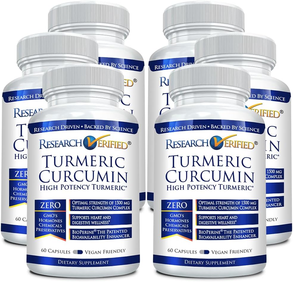 Riset Diverifikasi Curcumin Turmeric - dengan BioPerine, Curcumin C3 Kompleks - Vegan - Dibuat di Amerika Serikat - 360 Kapsul