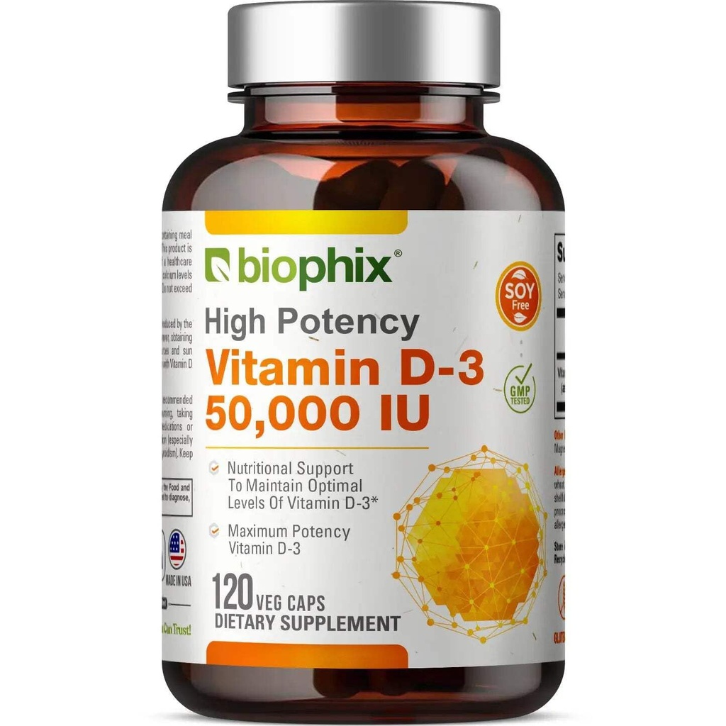 biophix Vitamin D-3 10000 IU High- Potency 120 Softgels - High- Potency Non-GMO Soy- Free Support Strong Bones Imune Health
