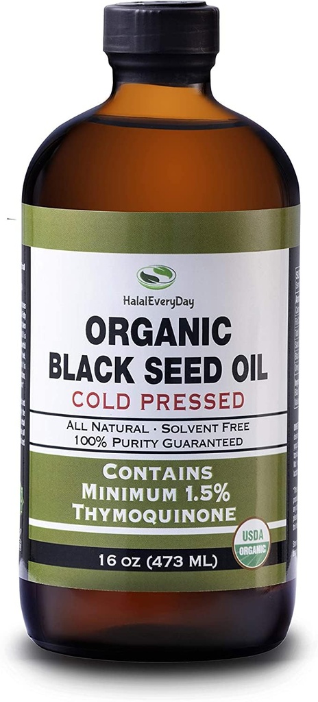 Oil Benih Hitam Organik - USDA Bersertifikat Dingin Menekan Botol Kaca Lebih dari 1,5% Thymoquinone 3X kekuatan Turki Hitam Cumin Nigella Sativa non-GMO 100% Murni Blackseed Oil (32z Glass (2X16) Botol)