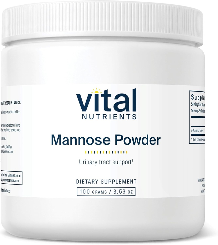 Powder Nutrisi Vital Mannose 100g 124; Vegan D-Mannose Supplement for Urinary Tract and Bladder Support 124; Gluten, Dairy, Soy Free 124; Nor-GMO 124; 50 Servings