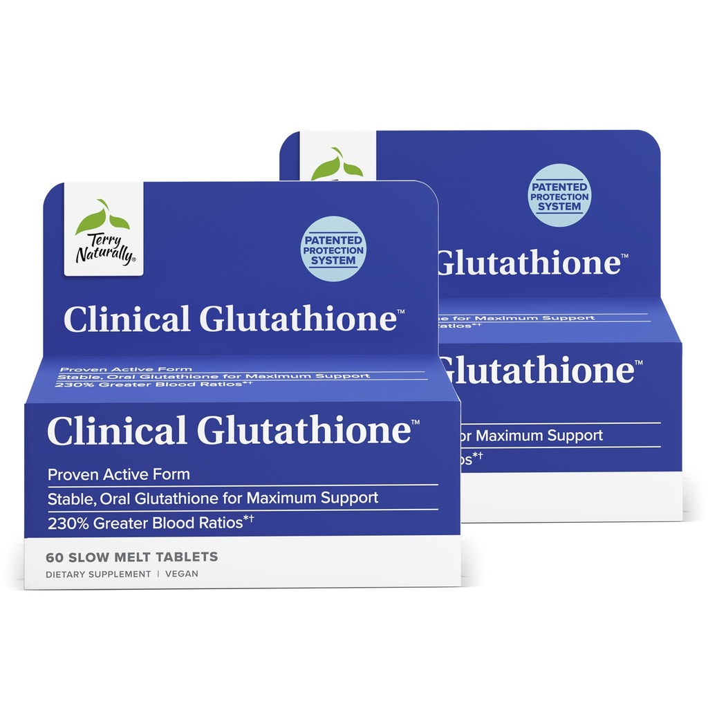 Terry Course Clinical Glutathione - Antioksidant for High Absorpsi - Dieter Suplemen dengan L- Glutathione - Vegan Suplemen untuk Mendukung Sel Kesehatan - 60 Slow Melt Tablet (Paket 2)