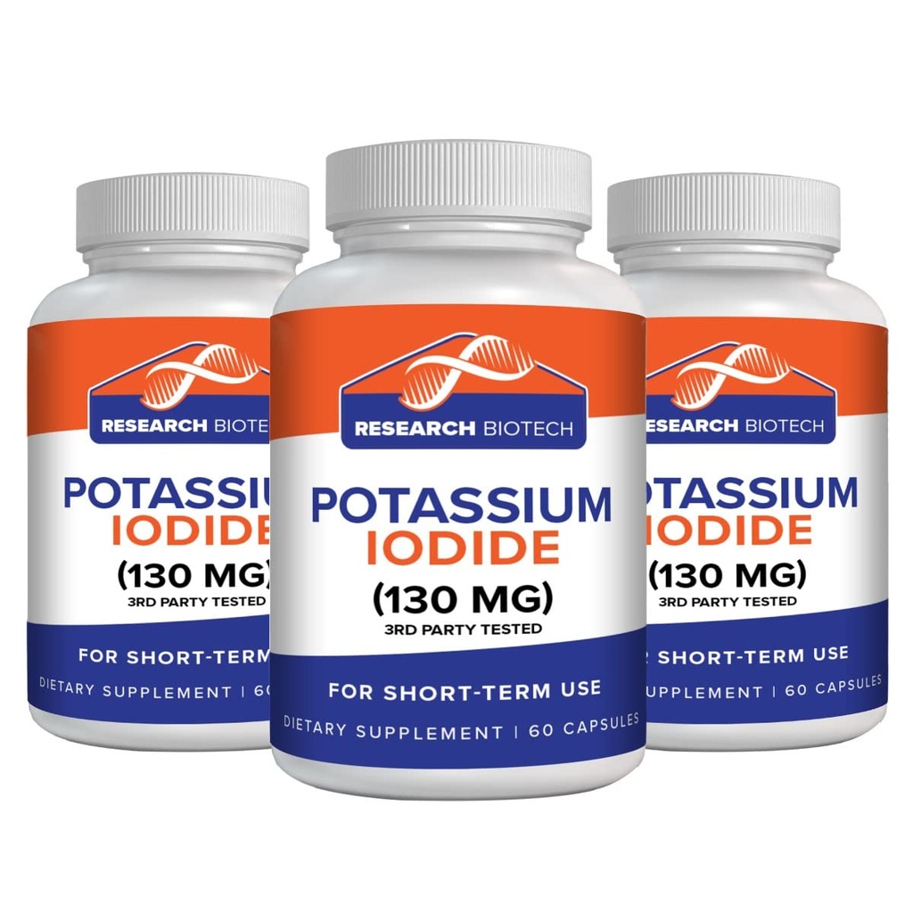 Max- Bio Potasium Iodide 130mg Capsules - 180 Cacah - Tambahan Dieter untuk Dukungan dan Perlindungan Thyroid