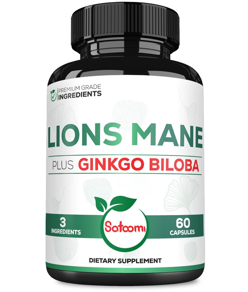 Lions Mane dengan Ginkgo Biloba Suplemen - 60 Capsules - Ekstra Kekuatan Untuk Kesehatan Hati, Otak, Sistem kekebalan & Fokus - Bebas Gluten- GMO